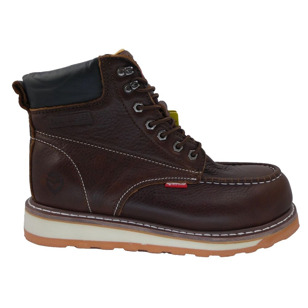 SUREWAY Men's US 11 Heavy Duty Soft Composite Steel Toe Work Boots DK Brown